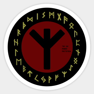 Red Elhaz Futhark Rune Symbol Sticker